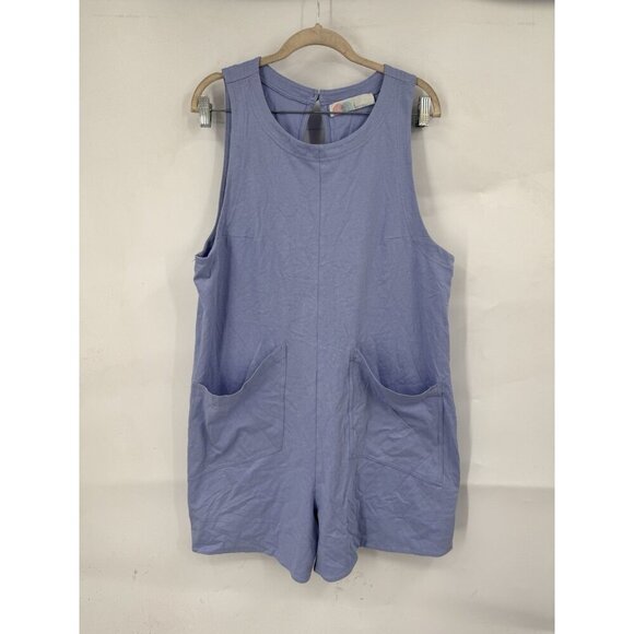 Free People Beach Elliot Romper Women Large Blue Granolagirl Hobo Lagenlook - Picture 1 of 7